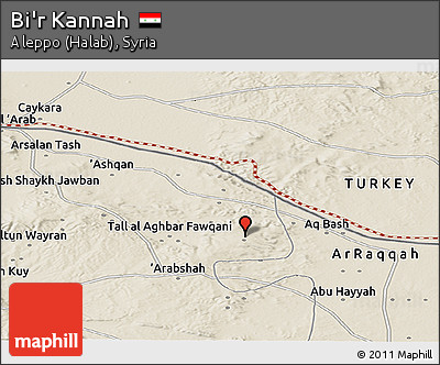 Shaded Relief Panoramic Map of Bi'r Kannah