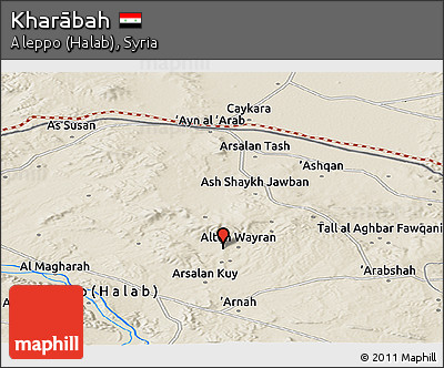 Shaded Relief Panoramic Map of Kharābah