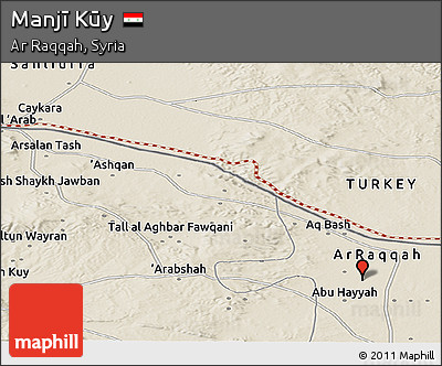 Shaded Relief Panoramic Map of Manjī Kūy