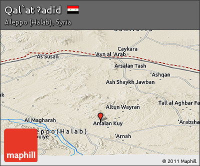Shaded Relief Panoramic Map of Qal`at Ḩadīd