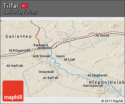 Shaded Relief Panoramic Map of Tilfar