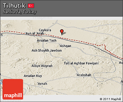 Shaded Relief Panoramic Map of Tilhutik