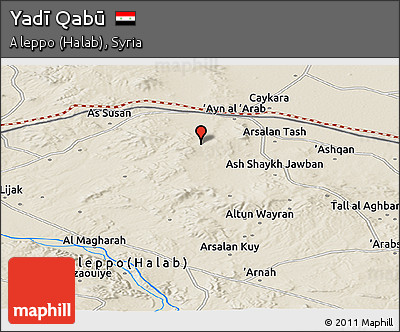 Shaded Relief Panoramic Map of Yadī Qabū