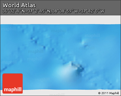Physical 3D Map of the Area around 36° 47' 25" N, 38° 10' 29" W