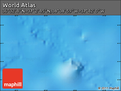 Physical Map of the Area around 36° 47' 25" N, 38° 10' 29" W