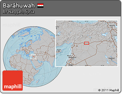 Gray Location Map of Barāhuwah, hill shading