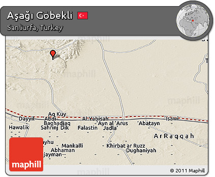 Shaded Relief Panoramic Map of Aşağı Göbekli