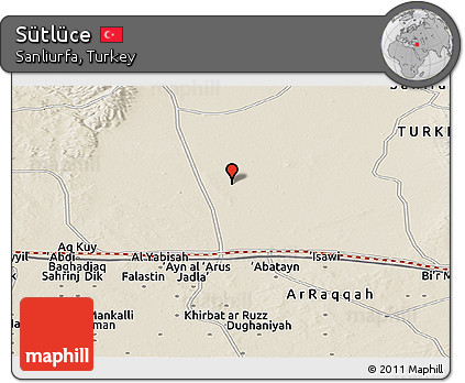Shaded Relief Panoramic Map of Sütlüce
