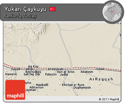 Shaded Relief Panoramic Map of Yukarı Çaykuyu