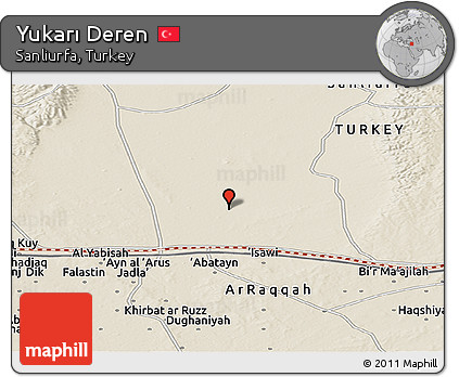 Shaded Relief Panoramic Map of Yukarı Deren