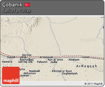 Shaded Relief Panoramic Map of Çobanik