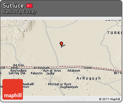Shaded Relief Panoramic Map of Sütlüce