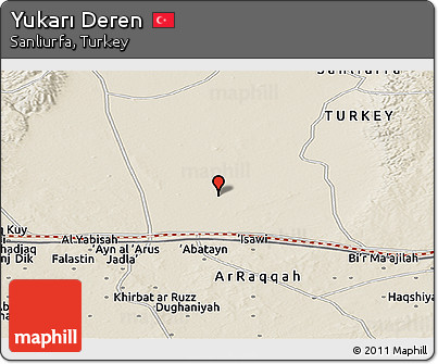 Shaded Relief Panoramic Map of Yukarı Deren
