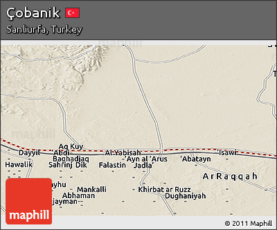 Shaded Relief Panoramic Map of Çobanik