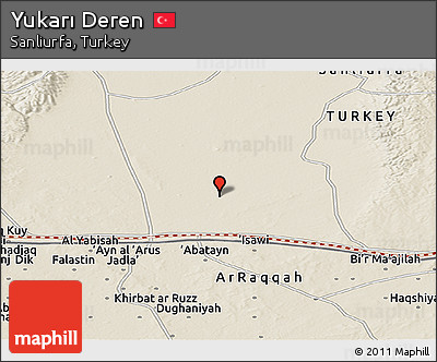 Shaded Relief Panoramic Map of Yukarı Deren