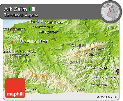 Physical 3D Map of Aït Zaïm