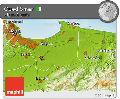 Physical 3D Map of Oued Smar