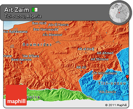 Political 3D Map of Aït Zaïm