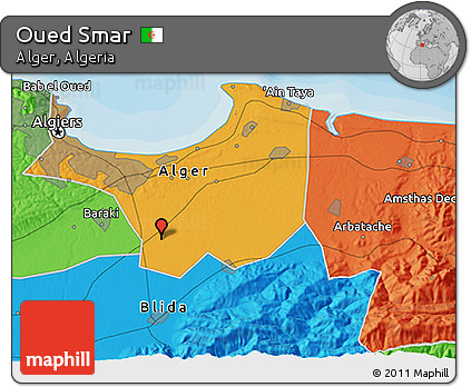 Political 3D Map of Oued Smar