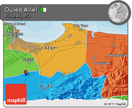 Political 3D Map of Ouled Allel