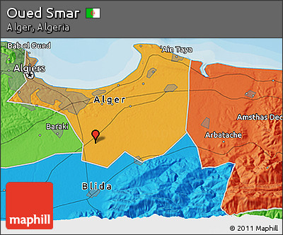 Political 3D Map of Oued Smar