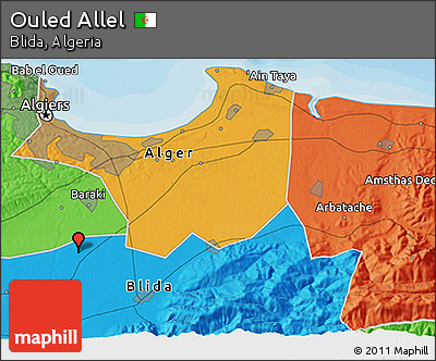 Political 3D Map of Ouled Allel