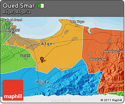 Political 3D Map of Oued Smar