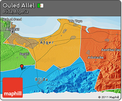 Political 3D Map of Ouled Allel