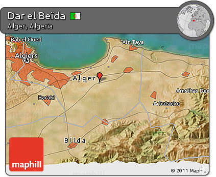 Satellite 3D Map of Dar El Beïda
