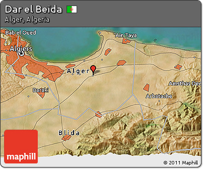 Satellite 3D Map of Dar El Beïda