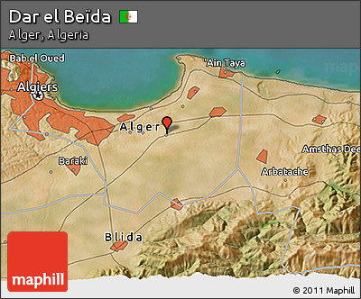 Satellite 3D Map of Dar El Beïda