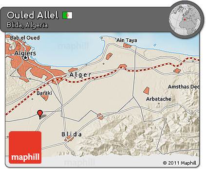 Shaded Relief 3D Map of Ouled Allel