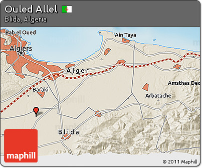 Shaded Relief 3D Map of Ouled Allel