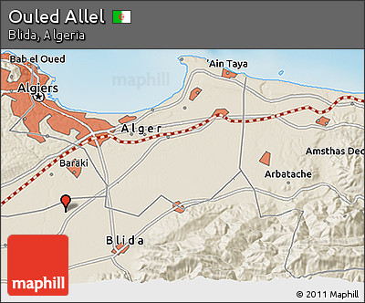 Shaded Relief 3D Map of Ouled Allel