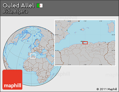 Gray Location Map of Ouled Allel