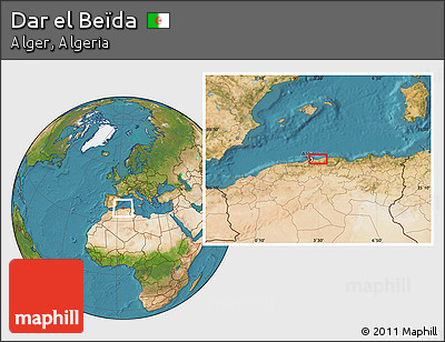 Satellite Location Map of Dar El Beïda