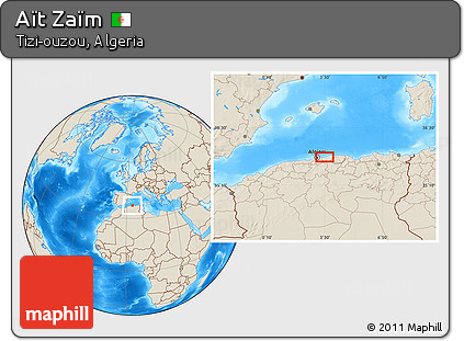 Shaded Relief Location Map of Aït Zaïm