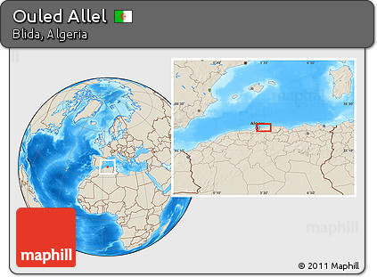 Shaded Relief Location Map of Ouled Allel