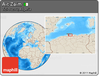 Shaded Relief Location Map of Aït Zaïm