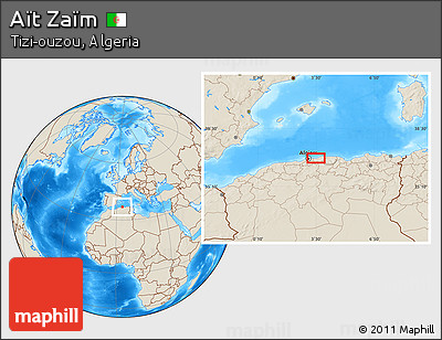 Shaded Relief Location Map of Aït Zaïm
