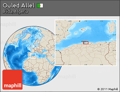 Shaded Relief Location Map of Ouled Allel