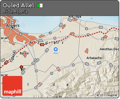 Shaded Relief Map of Ouled Allel