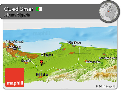 Physical Panoramic Map of Oued Smar