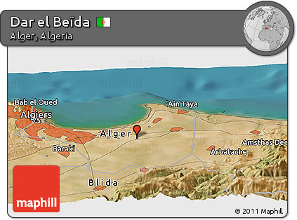 Satellite Panoramic Map of Dar El Beïda