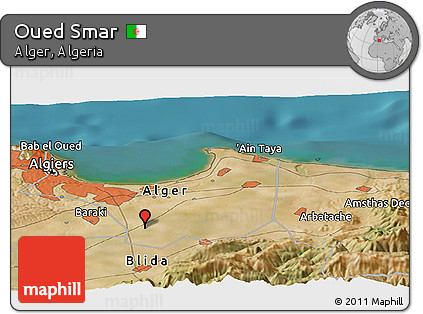 Satellite Panoramic Map of Oued Smar