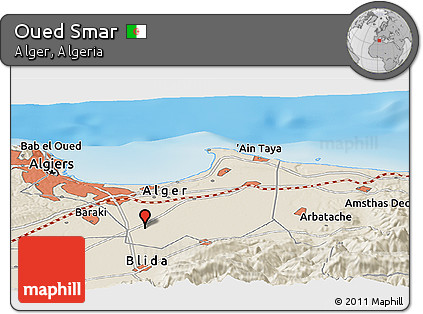 Shaded Relief Panoramic Map of Oued Smar