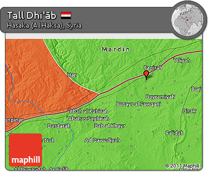 Political 3D Map of Tall Dhi'āb
