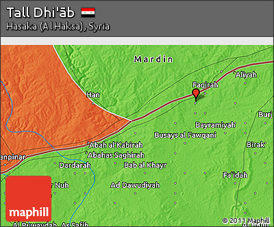 Political 3D Map of Tall Dhi'āb