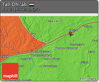 Political 3D Map of Tall Dhi'āb