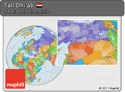 Political Location Map of Tall Dhi'āb